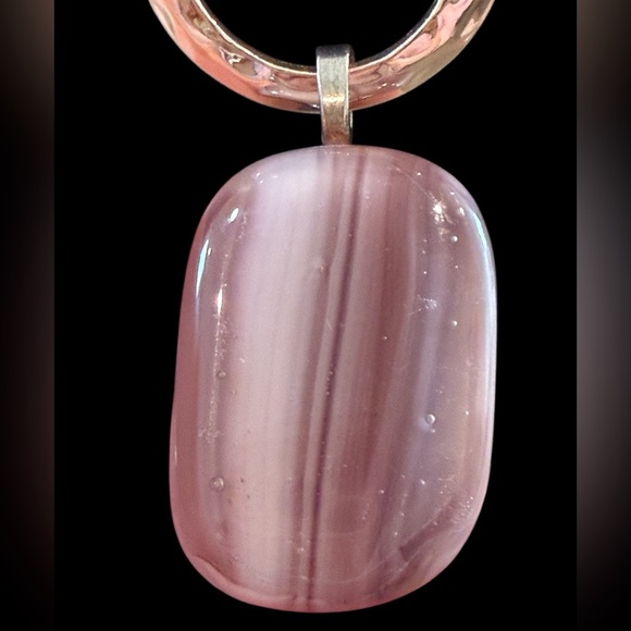 Handmade Delmarva Designs Fused Glass Pendant Necklace on 16”  Choker - Picture 5 of 12